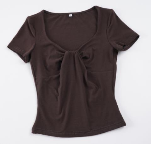 Damen figurbetontes T-Shirt mit Knotendetail Drune