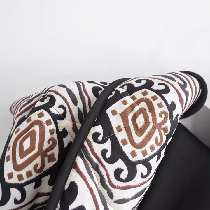 Damen Gesteppte Kimono-Jacke mit Ethno-Print, Kontrastpaspel und aufgesetzten Taschen Drune