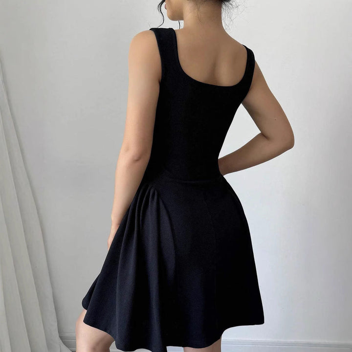 Damen A-Linien Kleid mit Quadrat-Ausschnitt und fließendem Rock Drune