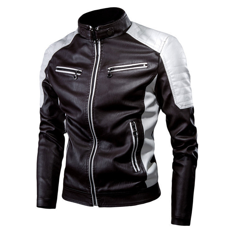 Herren Kunstleder-Pilotenblouson im Rennsportstil mit gesteppter Schulterpartie Drune