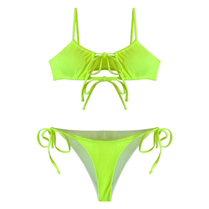 Damen Bikini-Set mit verstellbarem Knoten-Design und hohem Beinausschnitt Drune