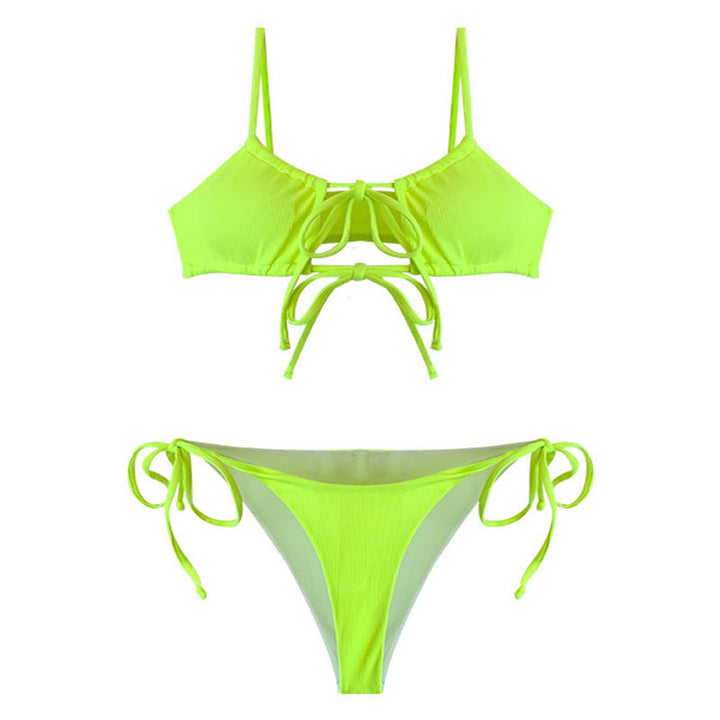 Damen Bikini-Set mit verstellbarem Knoten-Design und hohem Beinausschnitt Drune