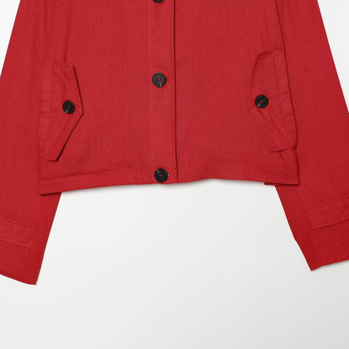 Damen Cropped Übergangsjacke im Field‑Stil mit Stehkragen und Schulterriegeln Drune