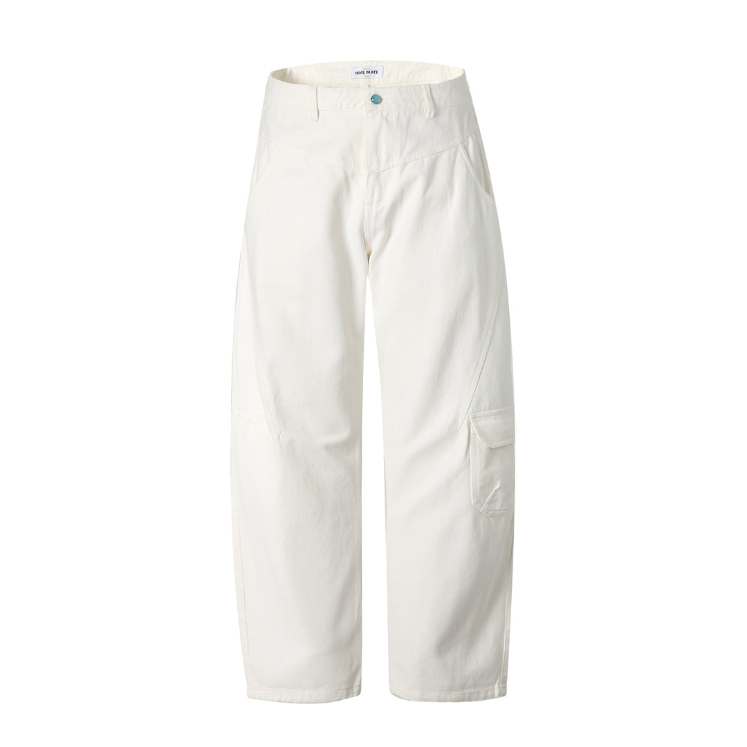 Damen High‑Waist Cargo‑Hose aus robustem Denim mit großen Pattentaschen Drune