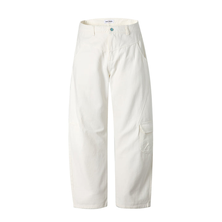 Damen High‑Waist Cargo‑Hose aus robustem Denim mit großen Pattentaschen Drune