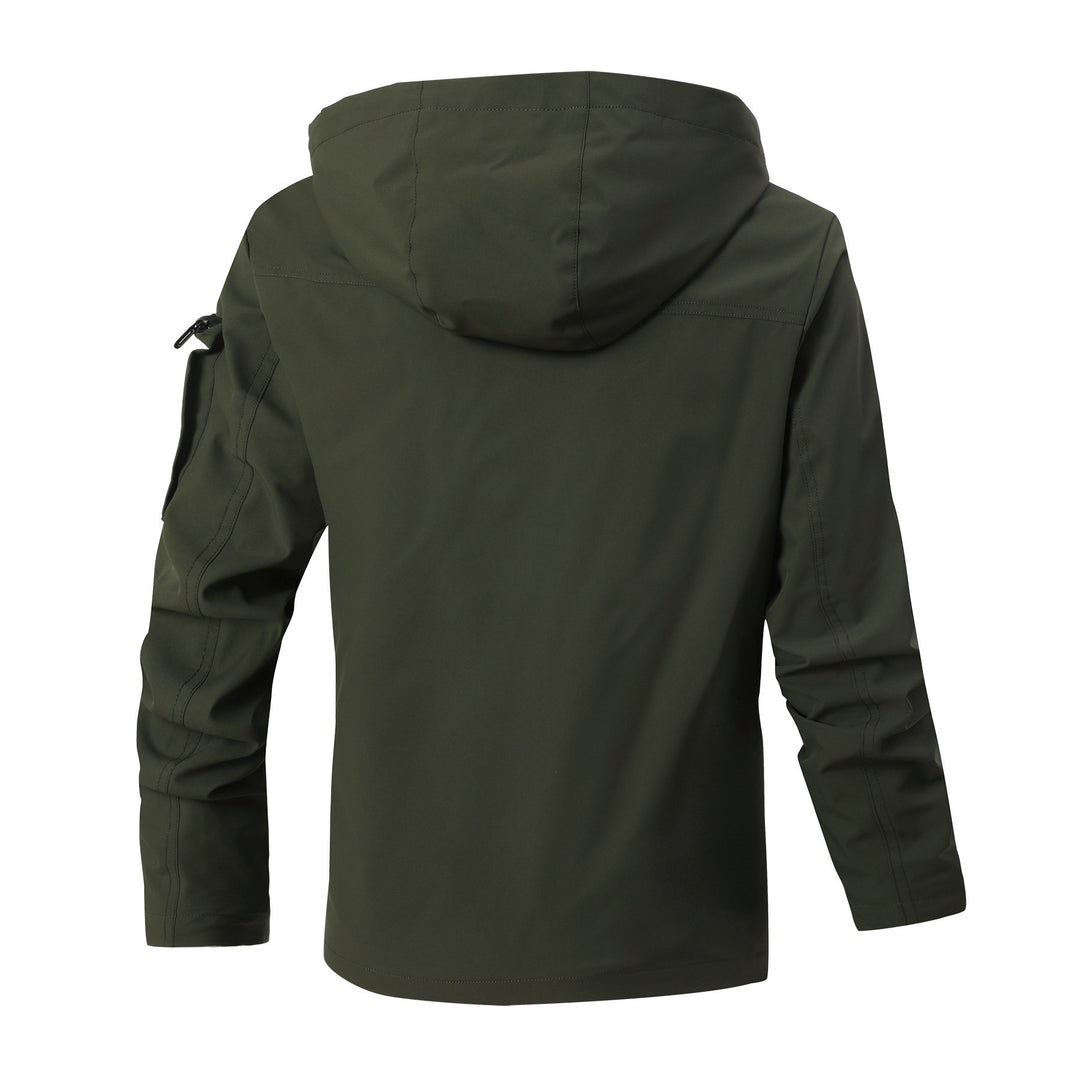 Herren Outdoor-Parka mit karierter Innenfütterung, Kapuze und Multifunktionstaschen Drune