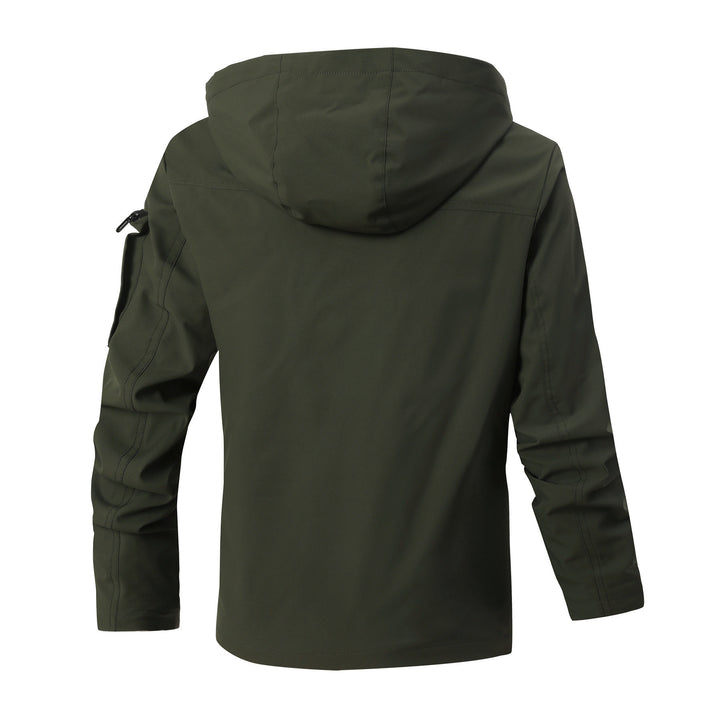 Herren Outdoor-Parka mit karierter Innenfütterung, Kapuze und Multifunktionstaschen Drune