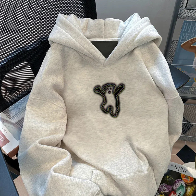 Damen Kapuzenpullover mit kreativem Bärenmotiv Drune