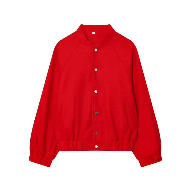 Damen Cropped Blousonjacke im Bomberstil mit Stehkragen, Druckknopfleiste und taillierendem Gummizug Drune
