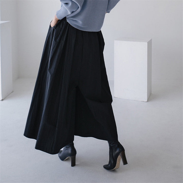 Damen Weite Palazzohose mit Wickeloptik und Bindegürtel Drune
