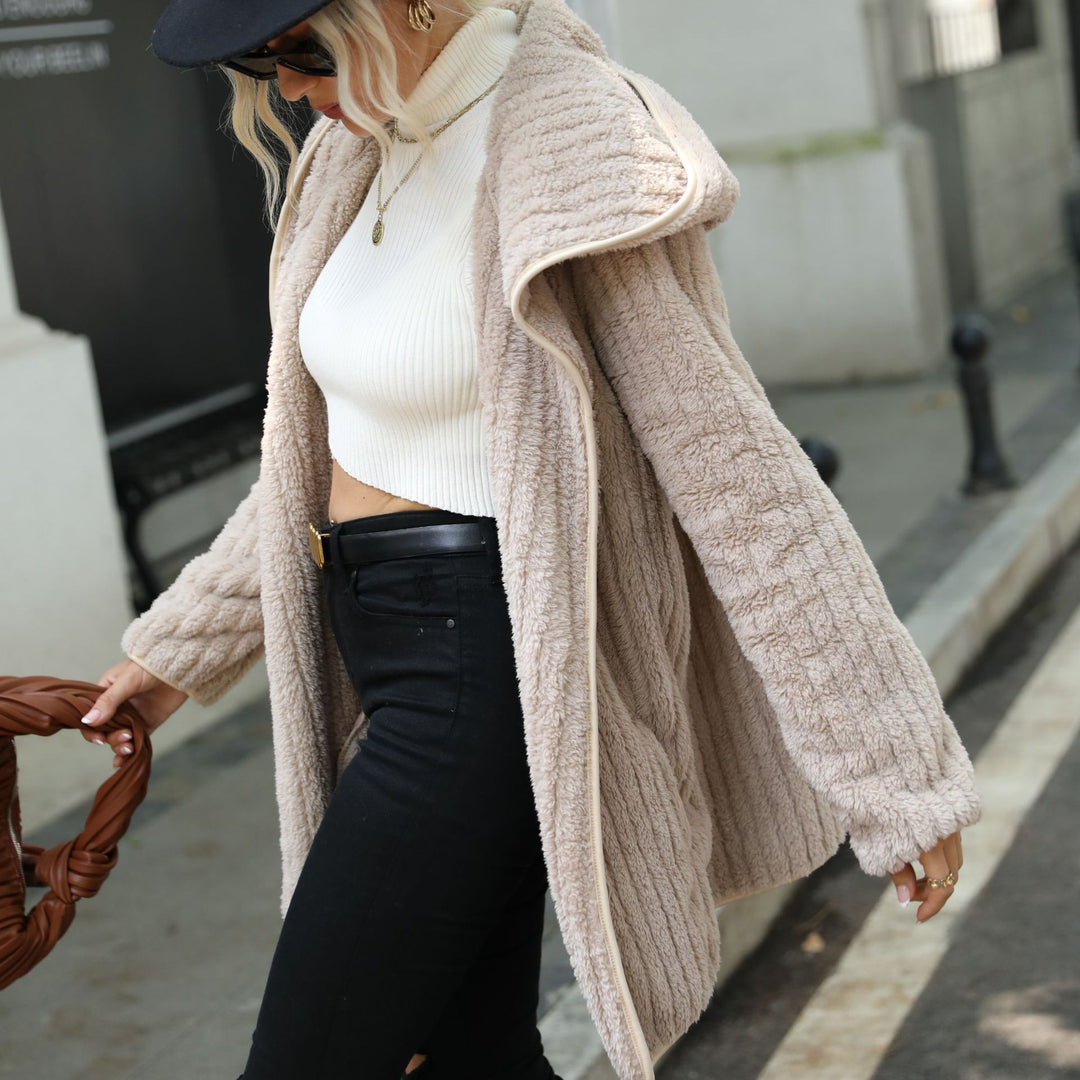 Damen Flauschige Langjacke im strukturierten Design Drune