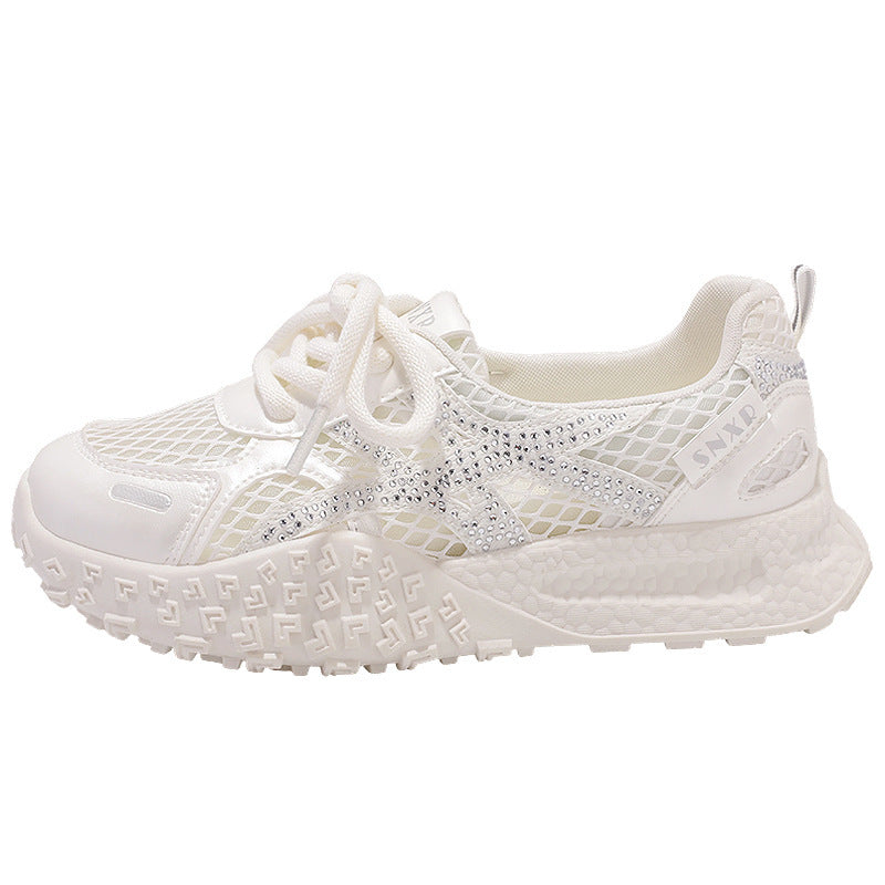 Damen Atmungsaktive Sneaker mit modischem Netzdesign und Glitzerakzenten Drune
