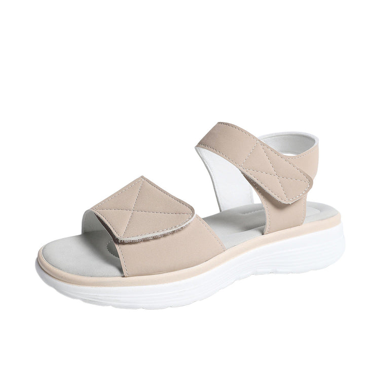 Damen Komfortable Sandalen mit elastischen Klettverschlüssen und Fußbett Drune