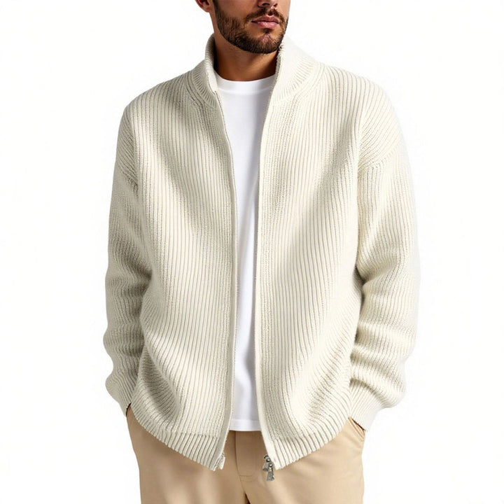 Herren Strickjacke mit hohem Kragen und praktischem Reißverschluss Drune