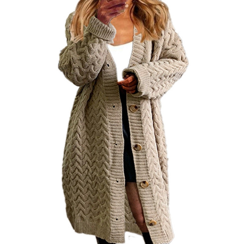 Damen Grobstrickjacke mit strukturiertem Zopfmuster und praktischen Knöpfen Drune