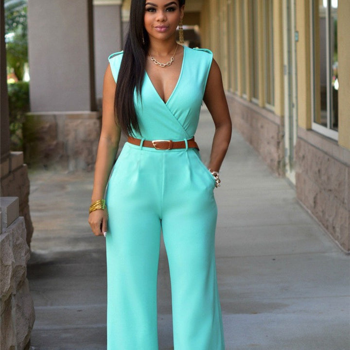 Damen Stilvoller Jumpsuit mit Taillengürtel und weitem Bein Drune