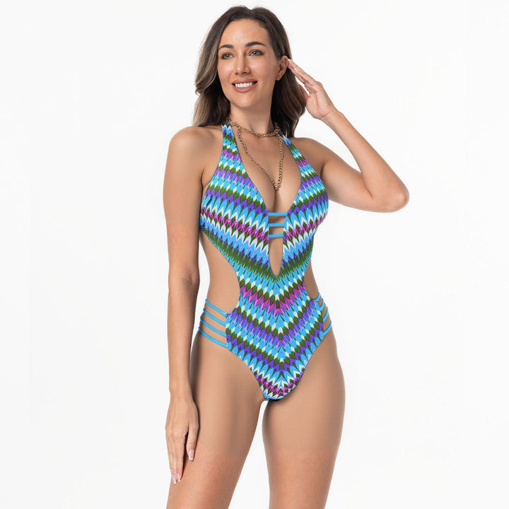 Damen Modern gestalteter Einteiler mit tiefem V-Ausschnitt Drune