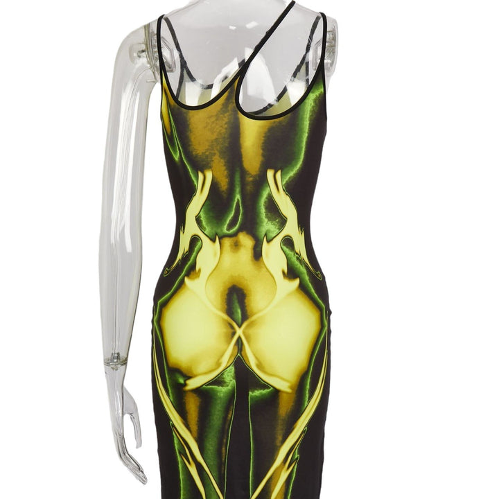 Damen Körperbetontes Kleid mit einzigartigem Grafikdesign Drune