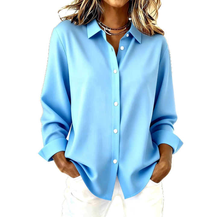 Damen Oversize-Bluse mit klassischem Kragen und verdeckter Knopfleiste Drune