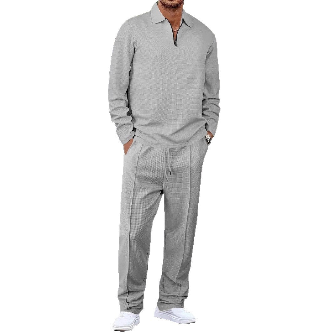 Herren Sportliches Relaxed-Fit Freizeitset mit Stehkragen Drune