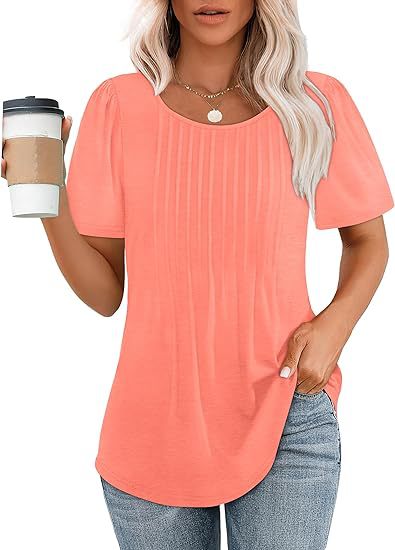 Damen Sommer T-Shirt mit Falten-Design Drune