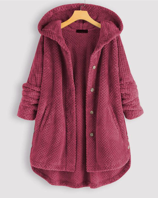 Drune | Abgerundeter Saum Kapuzen Sweatshirtjacke