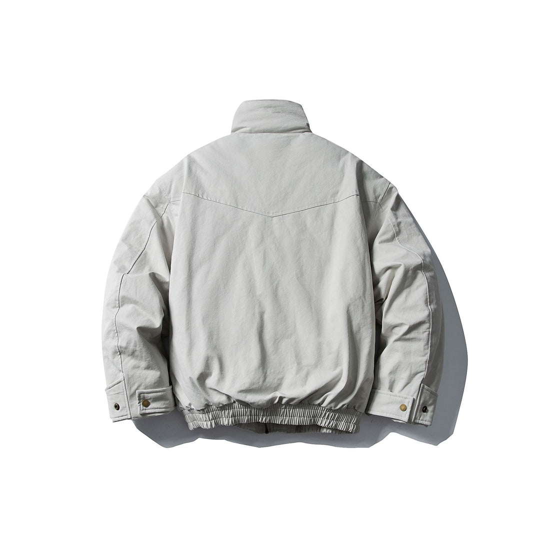 Herren Voluminöser Stehkragen-Bomber mit asymmetrischer Frontpatte und Taillen-Buckle Drune
