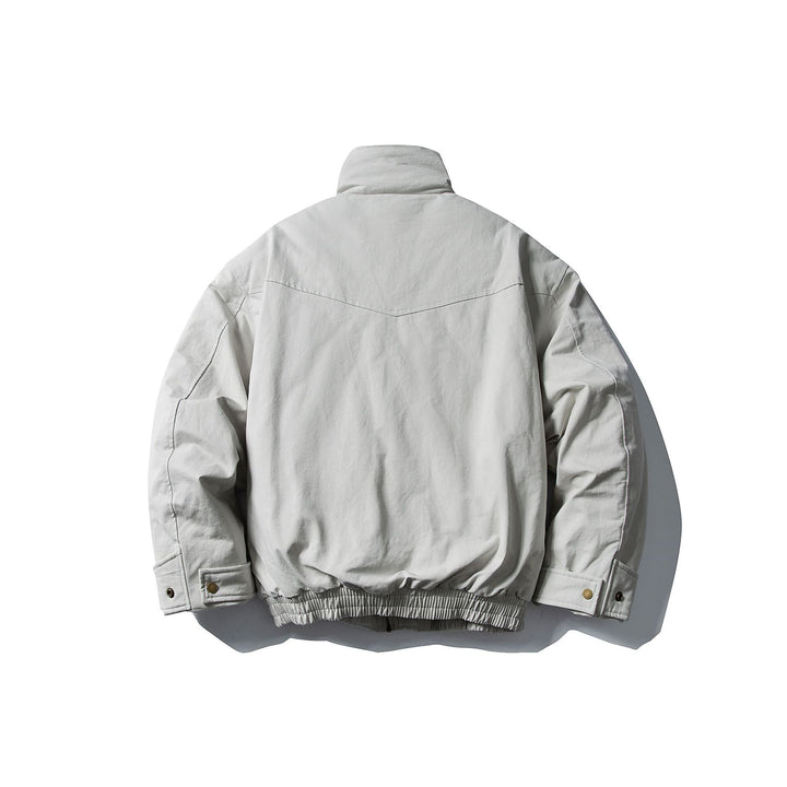 Herren Voluminöser Stehkragen-Bomber mit asymmetrischer Frontpatte und Taillen-Buckle Drune
