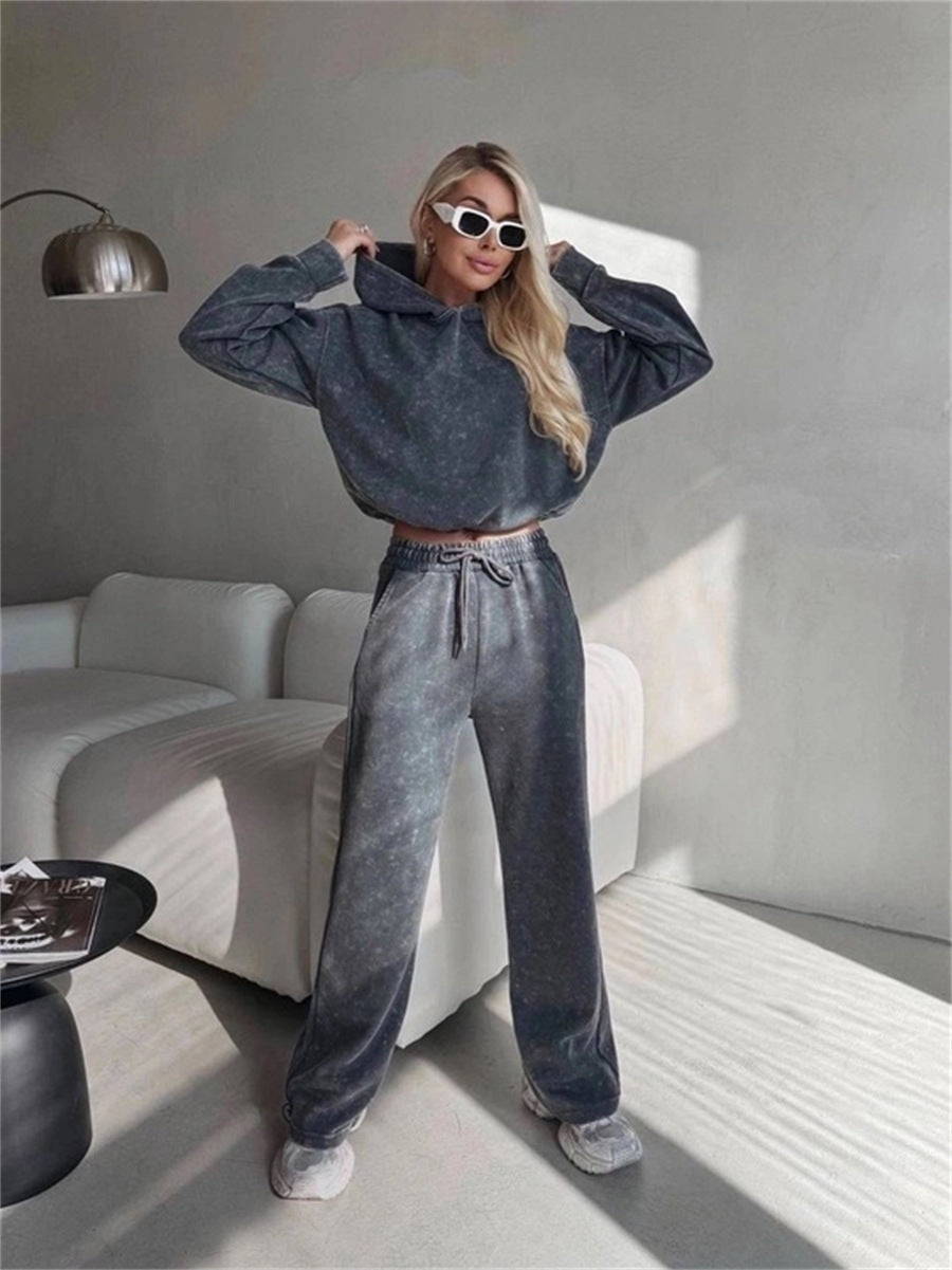 Damen modisches und lässiges Hoodie-Set mit lockerer Passform Drune