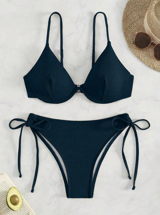 Damen Triangel-Bikini mit verstellbaren Trägern und Seitenschnürungen Drune