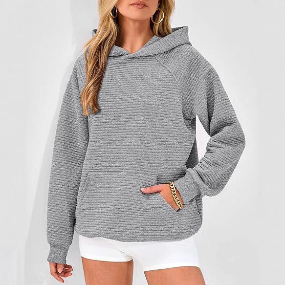 Damen lässiger Kapuzenpullover mit strukturiertem Stoff Drune