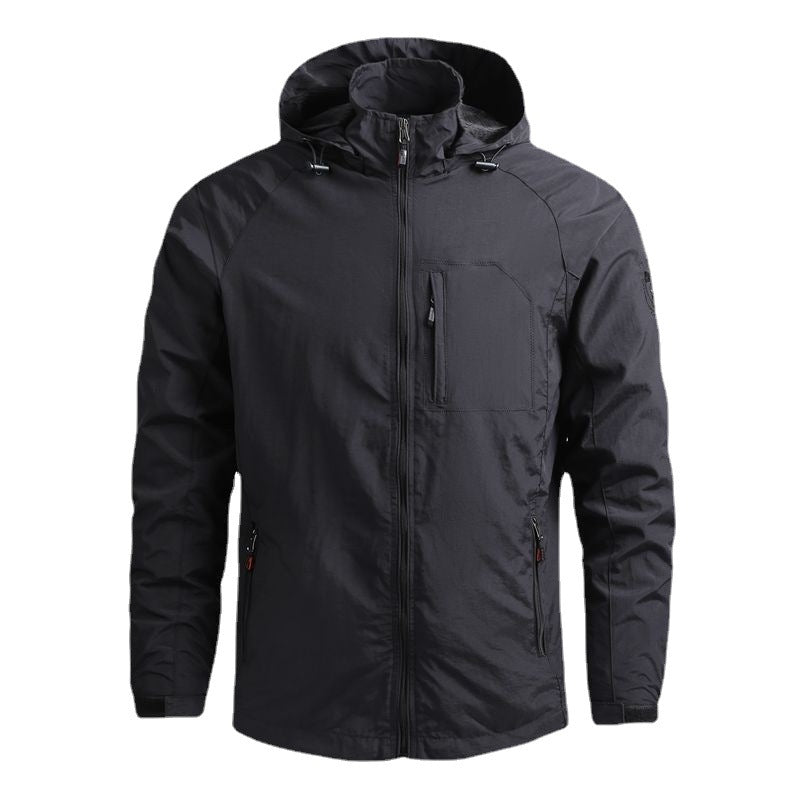Herren Leichte wind- und wasserabweisende Fieldjacke mit Kapuze und funktionaler Brusttasche Drune