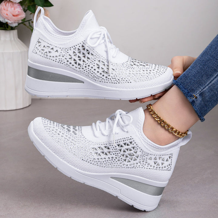 Damen Sportliche Sneakers mit Strass-Applikationen und atmungsaktivem Obermaterial Drune