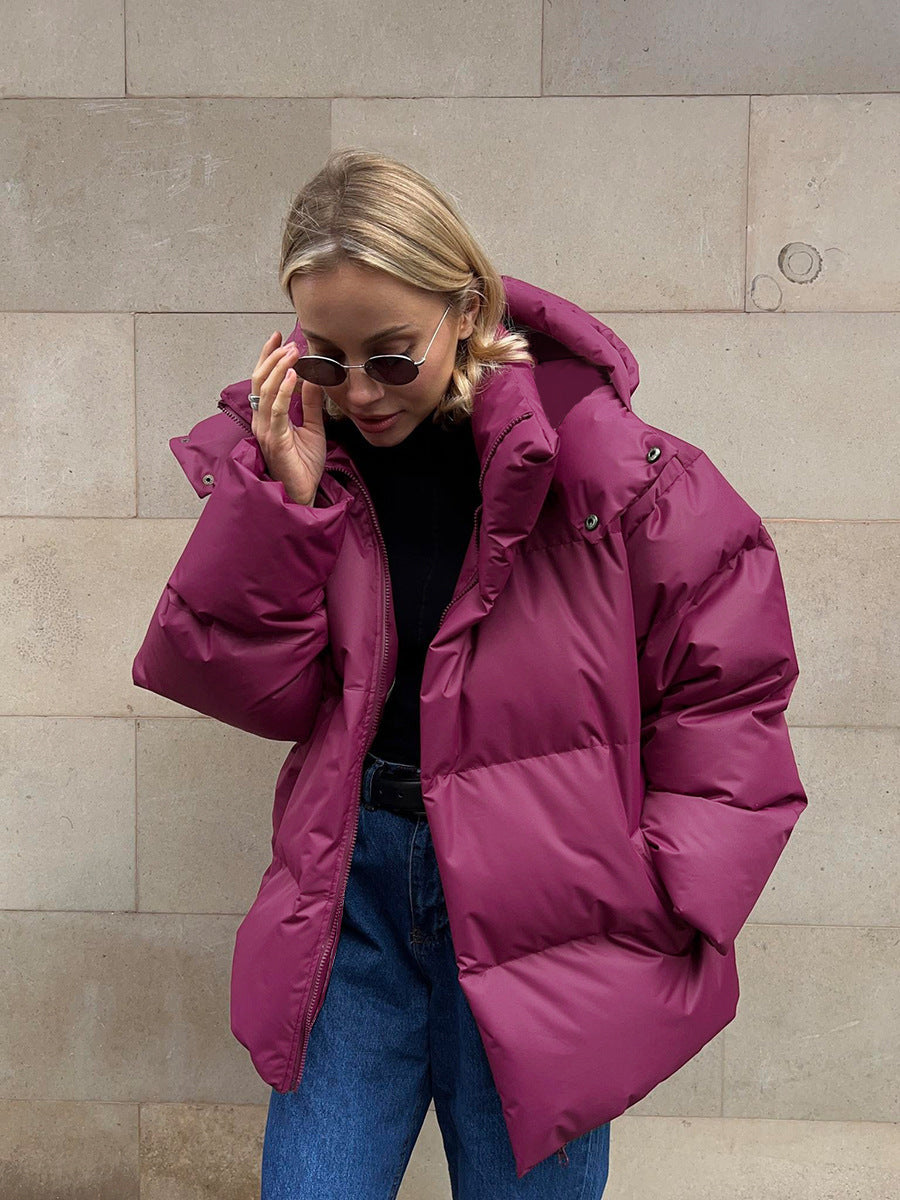 Damen Oversize Steppjacke mit Kapuze und wattierter Thermofüllung Drune