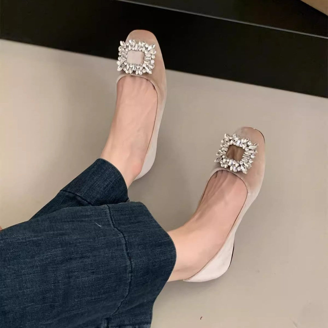 Damen raffinierte Ballerinas mit funkelndem Schmuckdetail und flexiblem Fußbett Drune