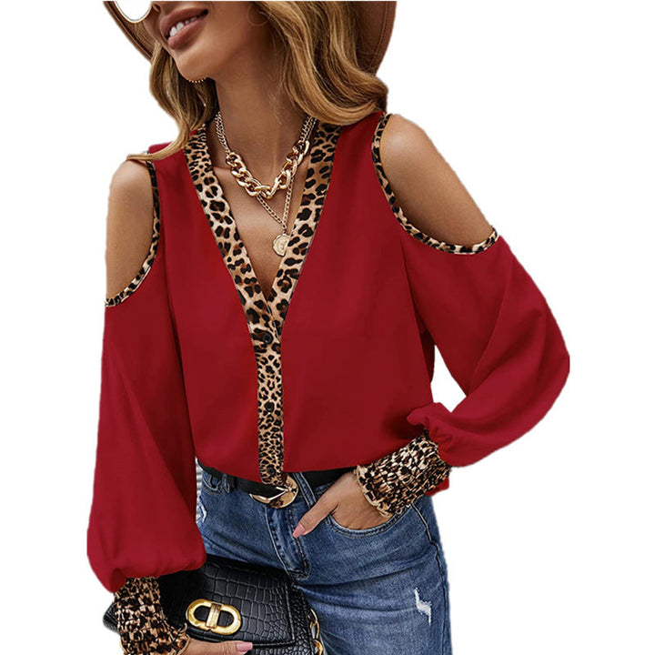 Damen Elegante Bluse mit modischen Cut-Outs und animalischem Muster Drune