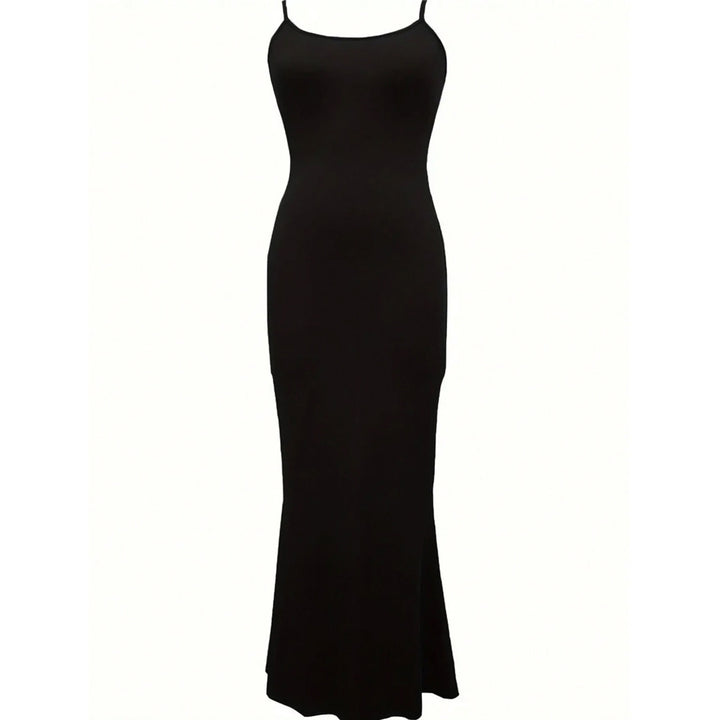Damen elegantes Maxikleid mit schmalen Spaghettiträgern und fließendem Schnitt Drune