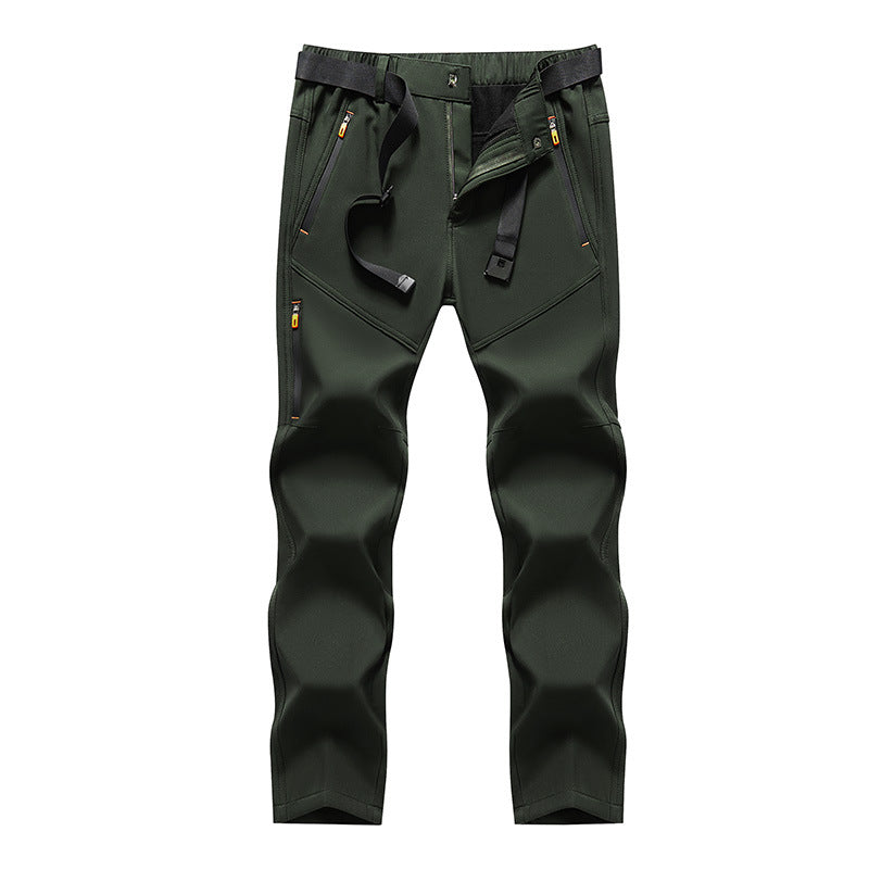 Herren Technische Softshell‑Outdoorhose mit vorgeformten Knien, wasserabweisenden Reißverschlüssen & integriertem Gürtel Drune
