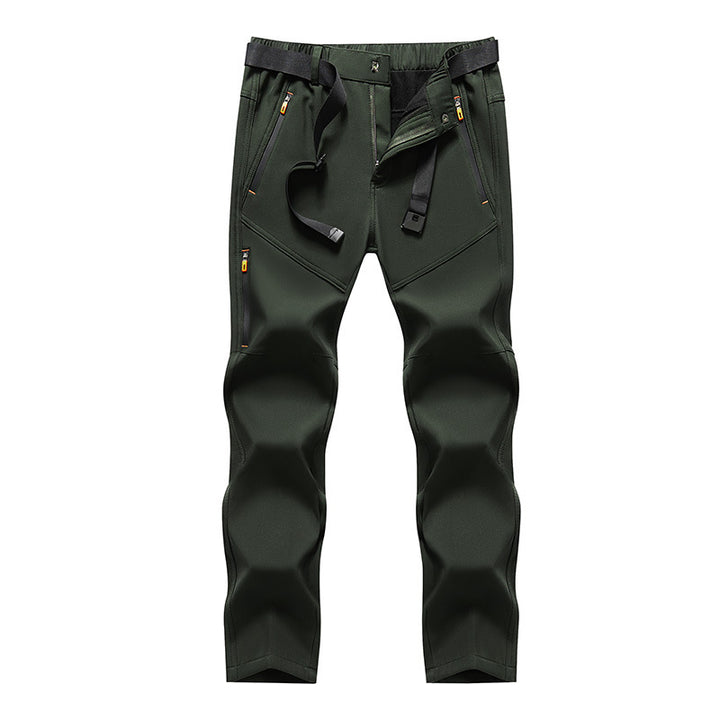 Herren Technische Softshell‑Outdoorhose mit vorgeformten Knien, wasserabweisenden Reißverschlüssen & integriertem Gürtel Drune