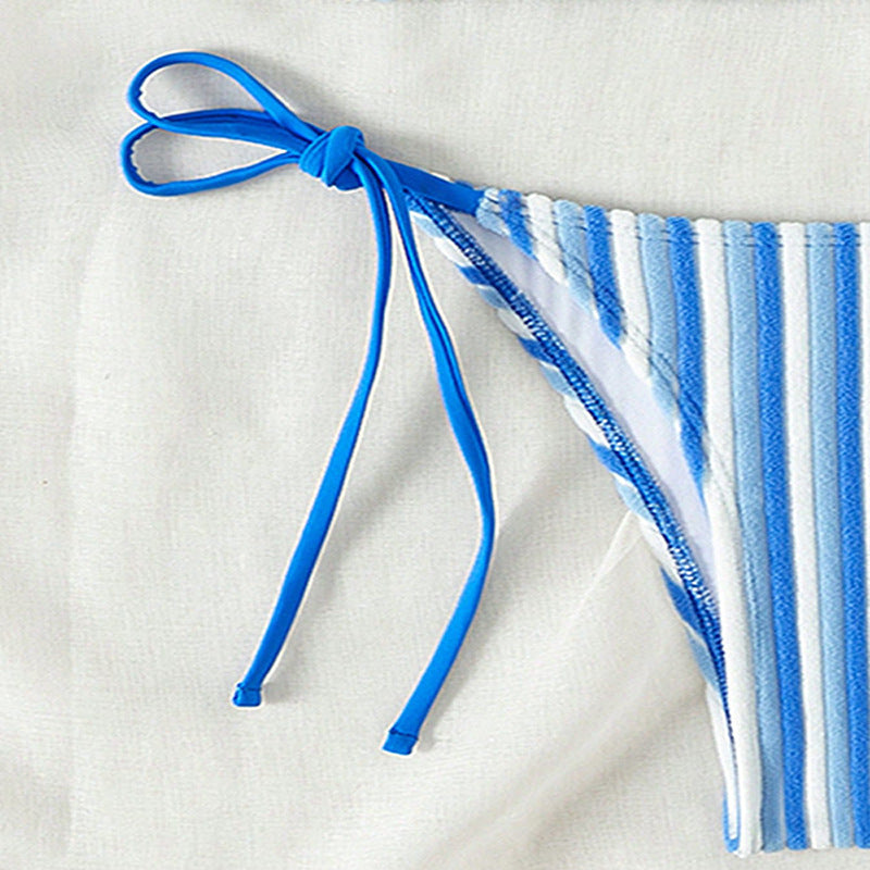 Damen Bikinislip mit verstellbaren Bindebändern und Streifenmuster Drune