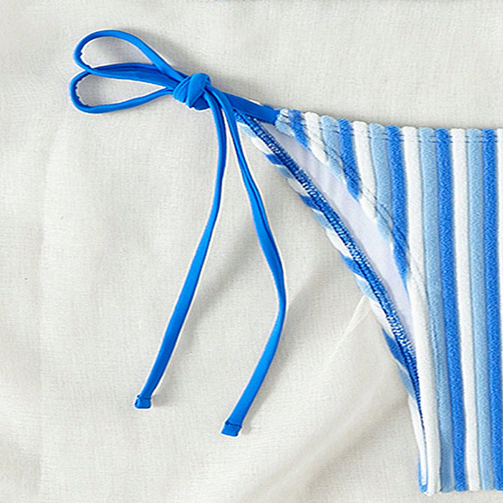 Damen Bikinislip mit verstellbaren Bindebändern und Streifenmuster Drune