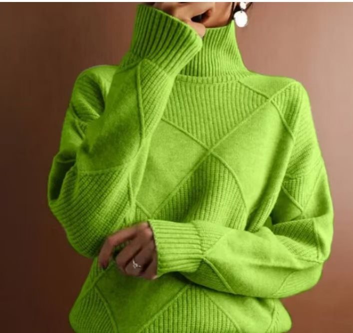 Damen kuscheliger Stehkragenpullover mit strukturiertem Strickmuster Drune