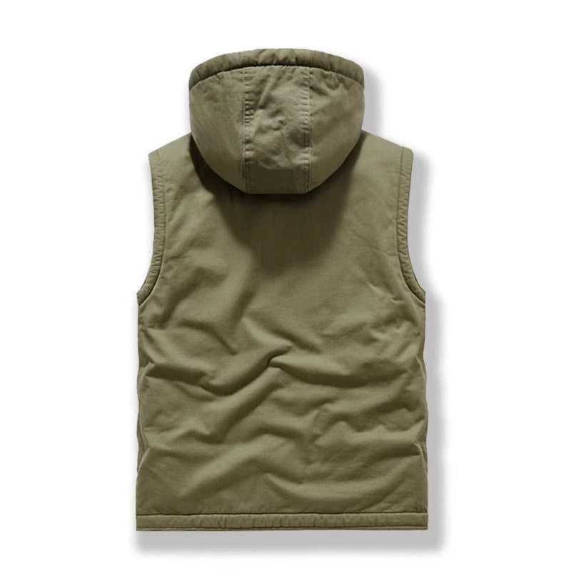 Herren wattierte Utility-Weste mit Teddyfutter und Kapuze Drune