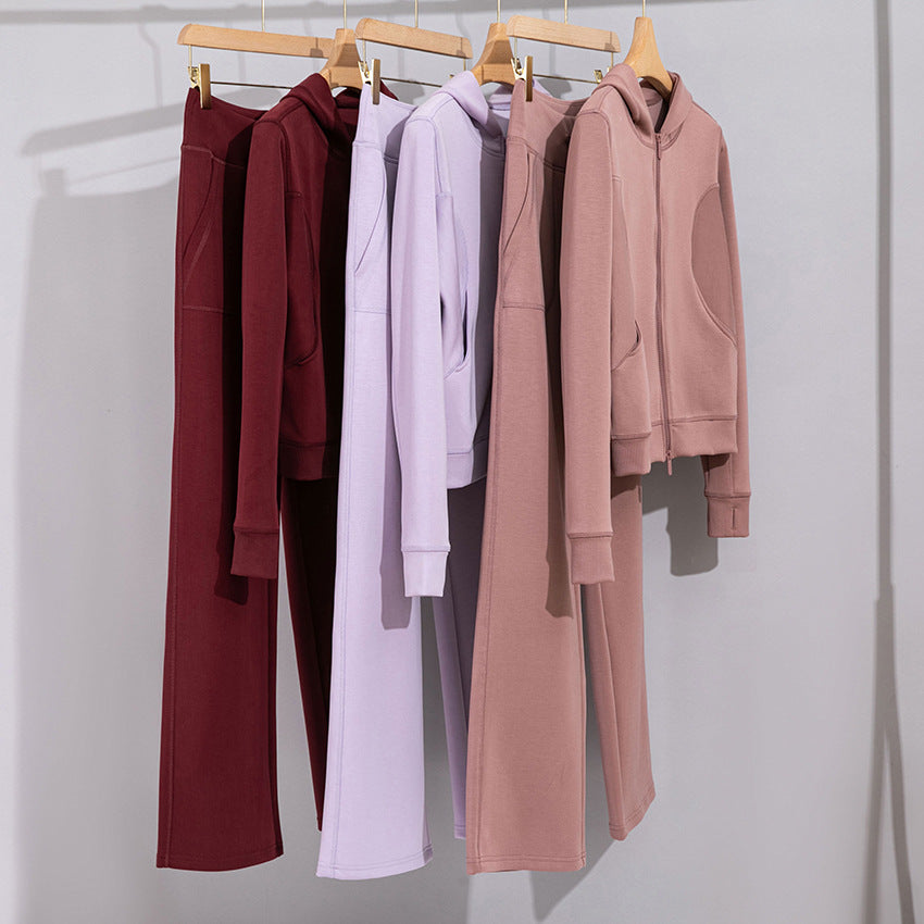 Damen Breite Baumwoll-Frottee-Loungehose mit hohem Bund und Tunnelzug Drune