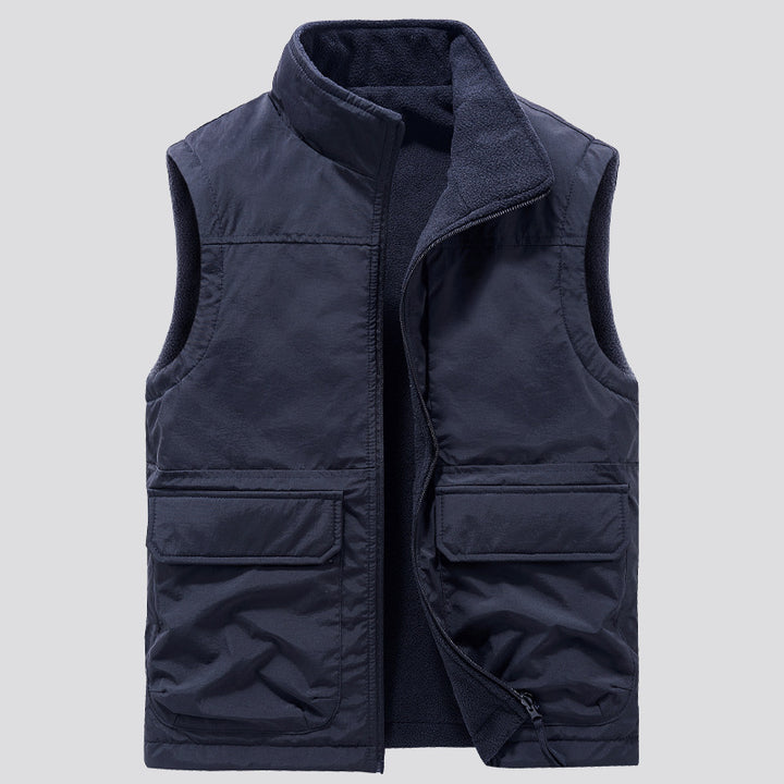 Herren Gefütterte Utility‑Weste mit Fleece‑Innenlage und aufgesetzten Pattentaschen Drune