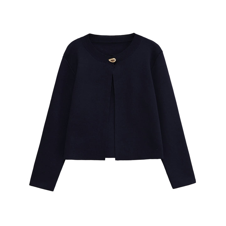 Damen elegante Strickjacke mit dekorativem Knopf Drune