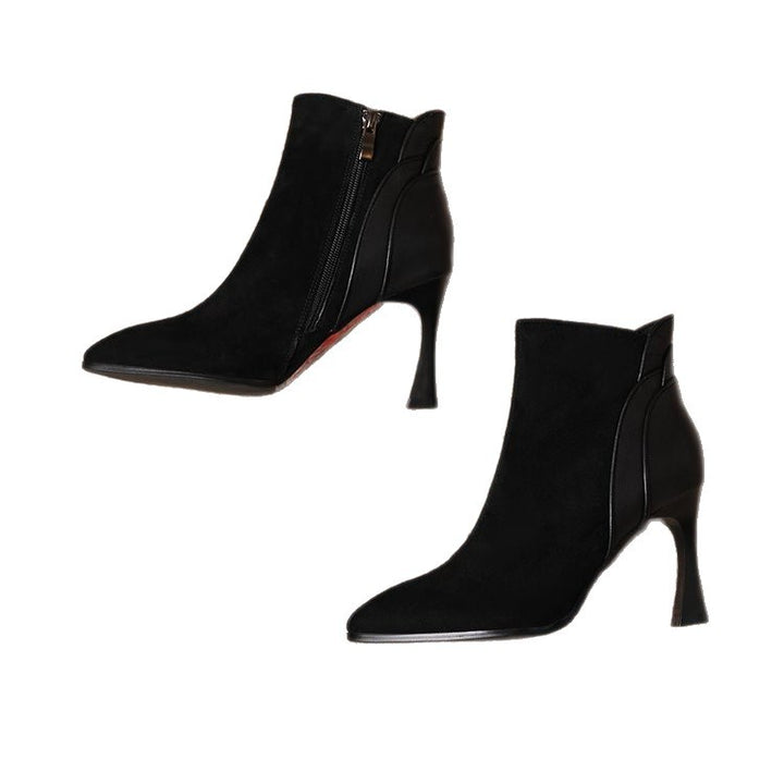 Damen Elegante Stiefeletten mit spitzen Zehen und hohem Absatz Drune