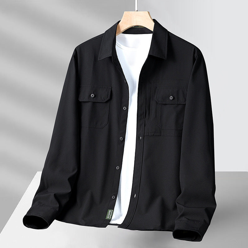 Herren nan strukturiertes Overshirt aus atmungsaktivem Ripstop mit zwei Klappbrusttaschen Drune