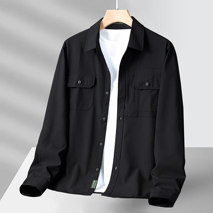 Herren nan strukturiertes Overshirt aus atmungsaktivem Ripstop mit zwei Klappbrusttaschen Drune