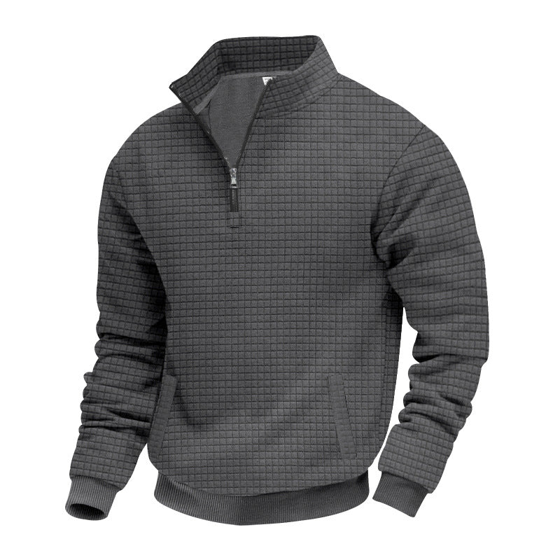 Herren Fleece-Pullover mit strukturiertem Design und hohem Kragen Drune